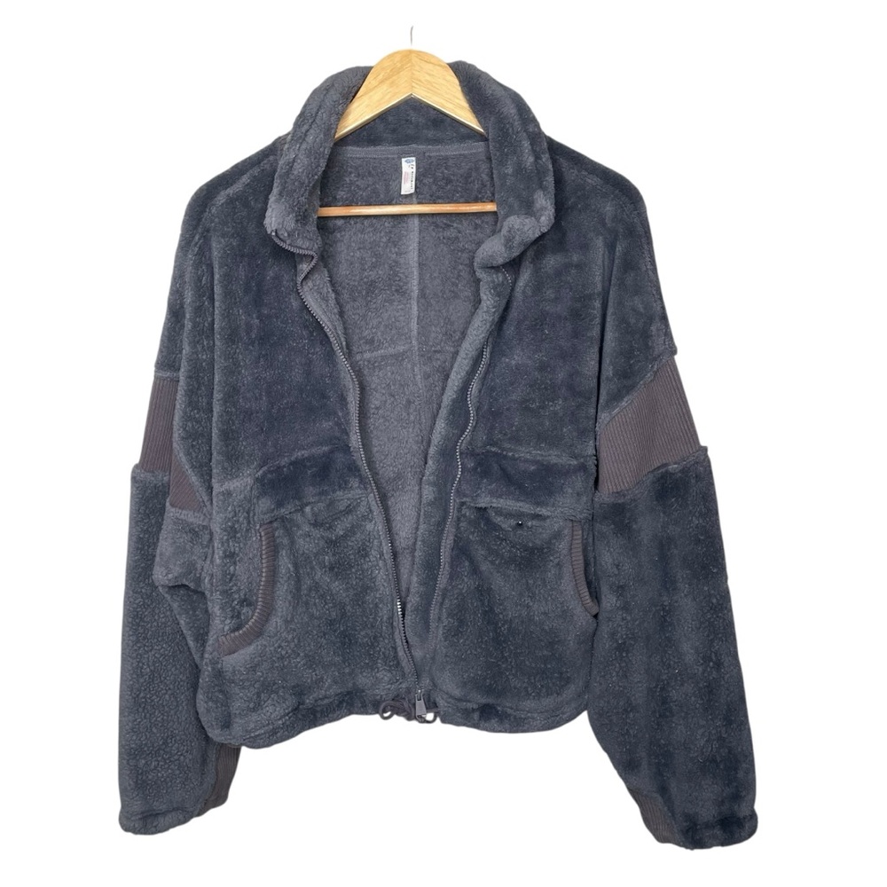 Free People FP Movement Seeing Stars Fleece Jacket Oversized Gray Medium - Picture 6 of 16
